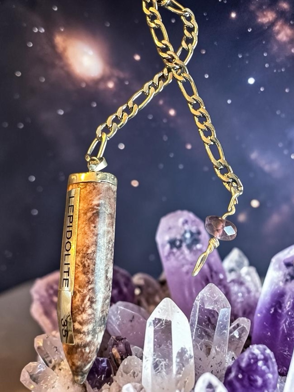 Pink Lepidolite Crystal Pendulum
